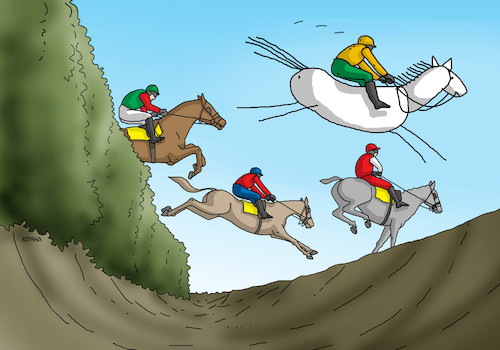 Cartoon: pardub21 (medium) by Lubomir Kotrha tagged racing,obstacles,horses,racing,obstacles,horses