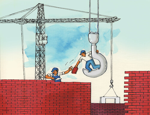 Cartoon: pomocnik-hn (medium) by Lubomir Kotrha tagged bricklayers,bricklayers