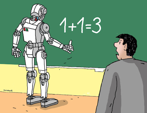 Cartoon: robotri (medium) by Lubomir Kotrha tagged ai,school,mathematics,ai,school,mathematics