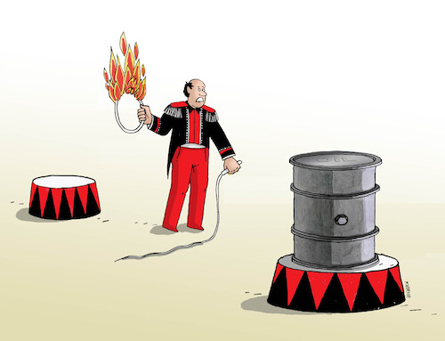 Cartoon: ropahops2 (medium) by Lubomir Kotrha tagged trump,iran,war,oil,gasoline,diesel,fuel,trump,iran,war,oil,gasoline,diesel,fuel