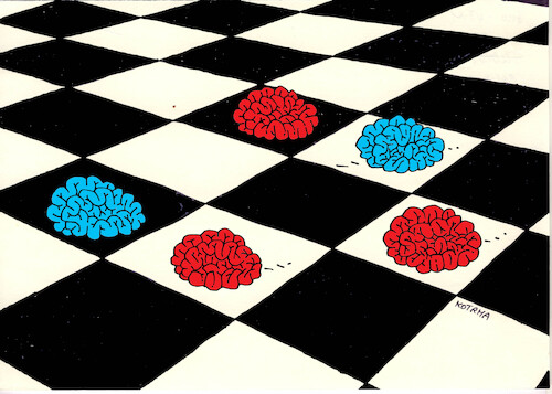 Cartoon: sachomoz-far (medium) by Lubomir Kotrha tagged chess,brains,chess,brains