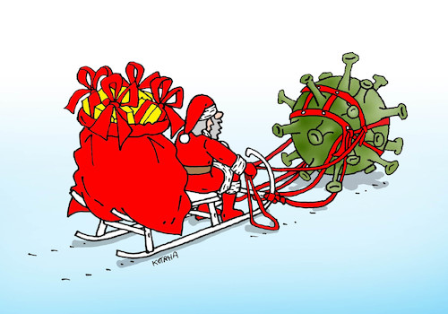 Cartoon: santasane (medium) by Lubomir Kotrha tagged christmas,santa,claus,winter,covid,christmas,santa,claus,winter,covid