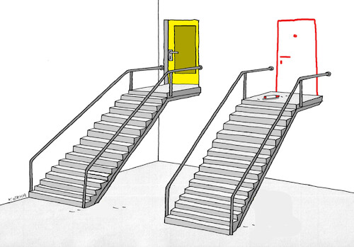 Cartoon: schodver (medium) by Lubomir Kotrha tagged stairs,door,stairs,door