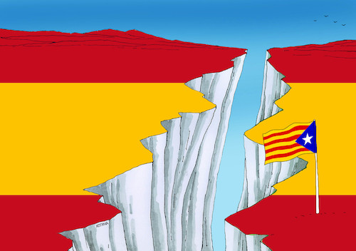 Cartoon: spainkatal (medium) by Lubomir Kotrha tagged catalonia,refererendum,independence,spain,europa,barcelona,madrid