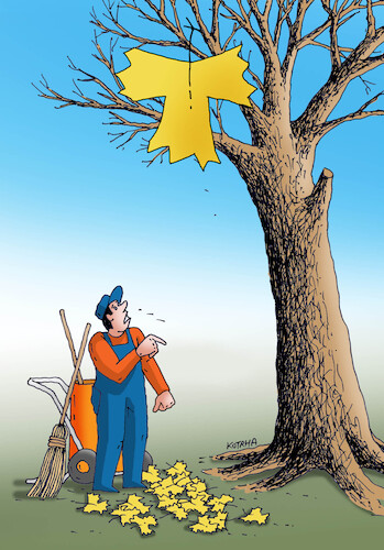 Cartoon: stromlist (medium) by Lubomir Kotrha tagged autumn,autumn