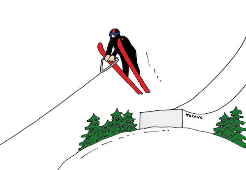 Cartoon: tahajte-far (medium) by Lubomir Kotrha tagged winter,olympic,games,2022,china,winter,olympic,games,2022,china