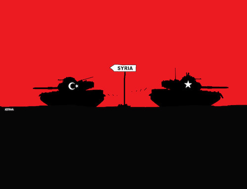 Cartoon: tanksmery (medium) by Lubomir Kotrha tagged turkey,syria,kurds,isis,usa,war,erdogan,assad,trump,putin