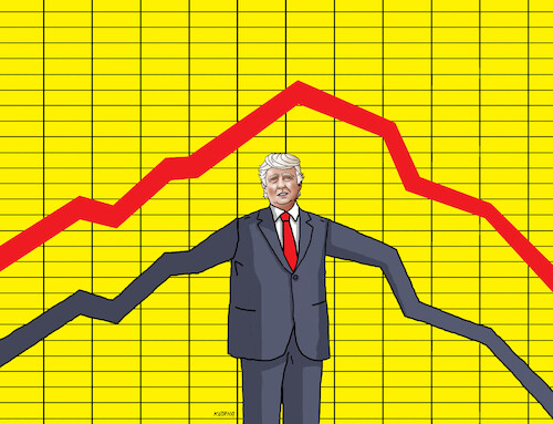 Cartoon: trugrafruk (medium) by Lubomir Kotrha tagged trump,graf,tariffs,wall,street,trump,graf,tariffs,wall,street
