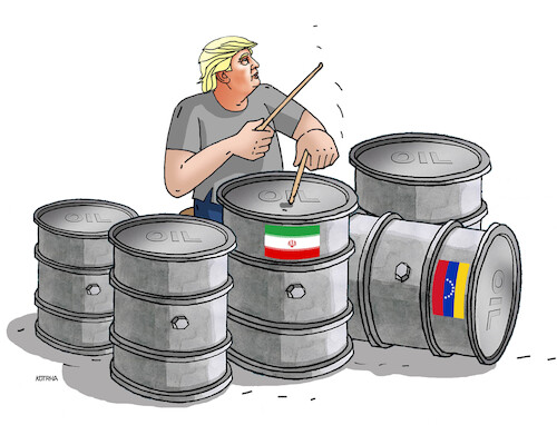 Cartoon: trumbums (medium) by Lubomir Kotrha tagged donald,trump,iran,war,oil,donald,trump,iran,war,oil