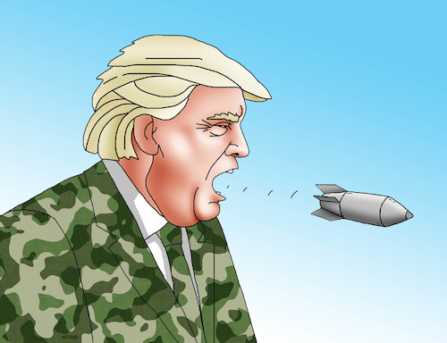 Cartoon: trumpbomb (medium) by Lubomir Kotrha tagged iraq,usa,iran,war