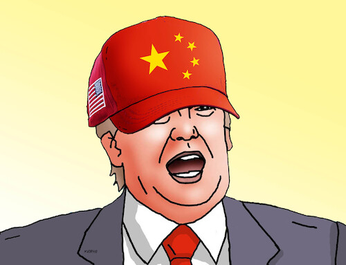 trumpchin (medium) Cartoon: trumpchin (medium) by Lubomir Kotrha tagged donald,trump,china,donald,trump,china
