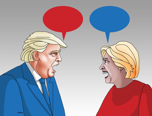 Cartoon: trumpclintkecy (medium) by Lubomir Kotrha tagged hillary,clinton,donald,trump,usa,dollar,president,election,world