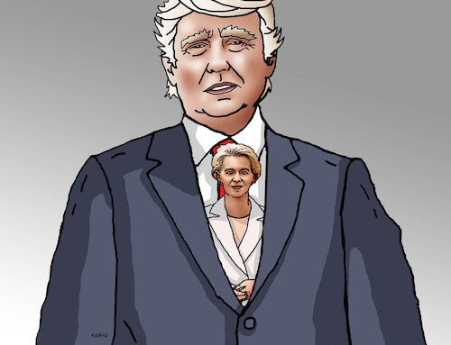 Cartoon: trumpeu25 (medium) by Lubomir Kotrha tagged trump,tariffs,taco,trump,tariffs,taco