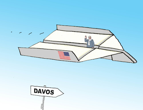 Cartoon: trumplet20 (medium) by Lubomir Kotrha tagged world,economic,forum,davos,2020,euro,dollar,libra