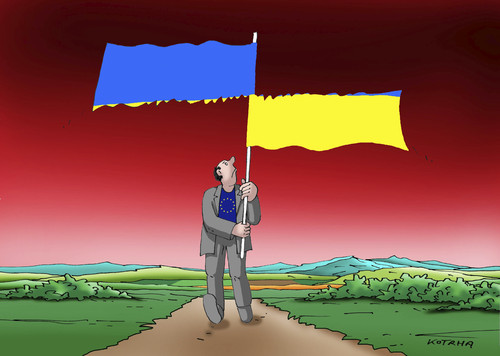 Cartoon: ukraflag (medium) by Lubomir Kotrha tagged ucraine,russia,europe,war,world,usa