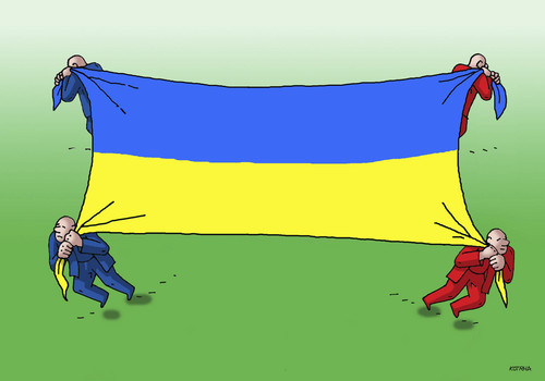 Cartoon: ukraflagg (medium) by Lubomir Kotrha tagged ukraine,peace,war,federation