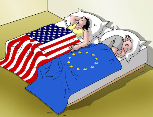 Cartoon: usaeupostel (medium) by Lubomir Kotrha tagged european,union,usa,european,union,usa