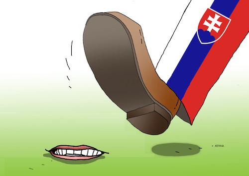 Cartoon: usmev (medium) by Lubomir Kotrha tagged zuzana,caputova,new,slovak,president