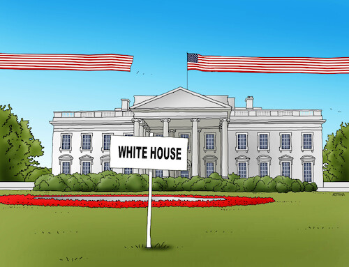 Cartoon: whiteflag22 (medium) by Lubomir Kotrha tagged usa,white,house,flag,usa,white,house,flag