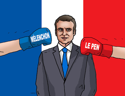 Cartoon: France elections 2024 (medium) by Lubomir Kotrha tagged france,elections,macron,le,pen,france,elections,macron,le,pen