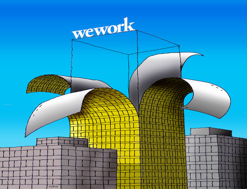 Cartoon: wework (medium) by Lubomir Kotrha tagged bankruptcy,crash,fraud,bankruptcy,crash,fraud