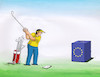 Cartoon: eugolf (small) by Lubomir Kotrha tagged eu,europe,parliamentary,election,euro,dollar,libra