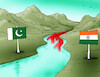 Cartoon: indpak (small) by Lubomir Kotrha tagged india,pakistan,water,terorism,war