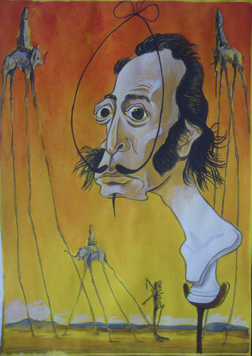 Cartoon: Salvador Dali (medium) by SAPIENS tagged cartoon,drawing,colour