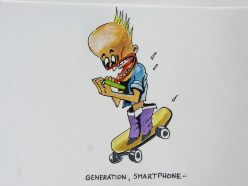 Cartoon: Generation Smartphone (medium) by Steffi und Siggi tagged erziehung,handy,jugend