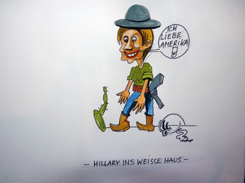 Cartoon: Hillary ins Weiße Haus (medium) by Steffi und Siggi tagged hillary,clinton,amerika,wahlkampf,usa