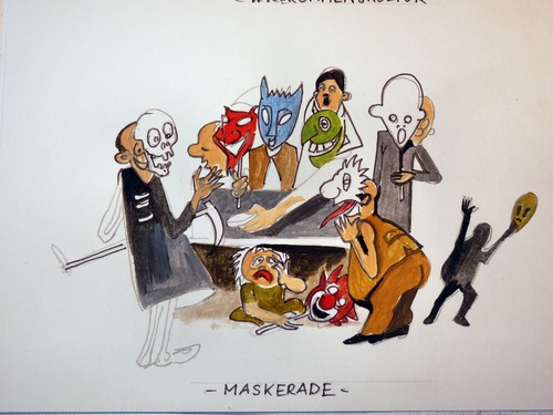 Cartoon: Maskerade (medium) by Steffi und Siggi tagged politik,immigration