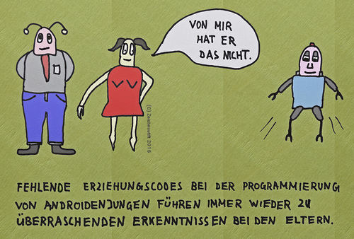 Cartoon: Fehlende Programmierung (medium) by zeichenstift tagged androids,robots,family,androiden,familie
