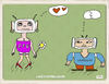 Cartoon: Computerliebe (small) by zeichenstift tagged computer,robots,love,liebe,pc,roboter,android,beziehungen,paar