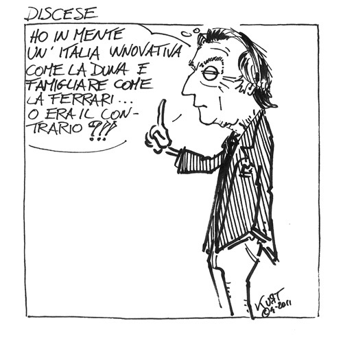 Cartoon: Discese (medium) by kurtsatiriko tagged montezemolo,ferrari,fiat,politica