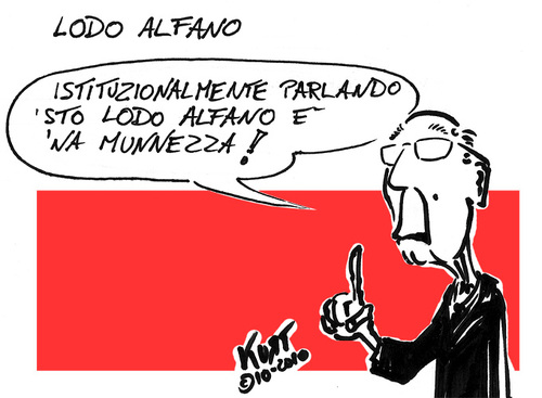 Cartoon: Lodo Alfano...pareri... (medium) by kurtsatiriko tagged napolitano,lodo,alfano