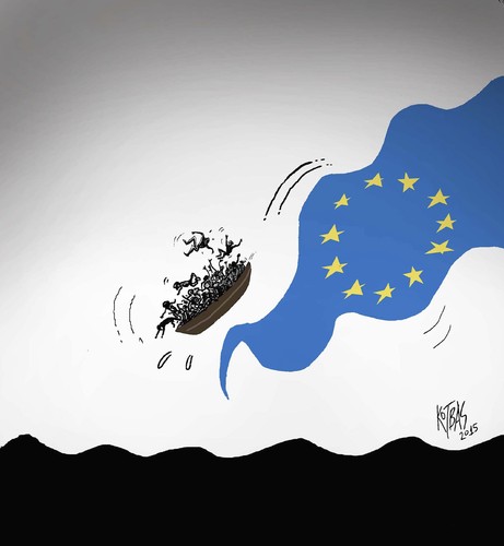Cartoon: bad end (medium) by kotbas tagged union,european,refugees