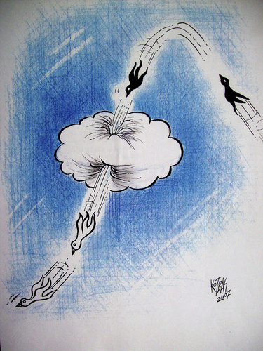 Cartoon: for peace .. (medium) by kotbas tagged pigeon,cloud,white