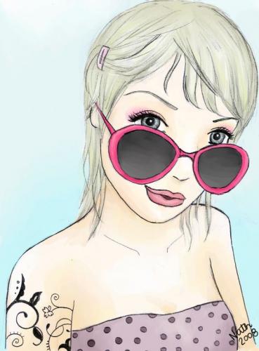Cartoon: cute blond (medium) by naths tagged cute,blond,style,tattoo,girl