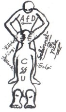 Cartoon: C - ss - U (medium) by Schimmelpelz-pilz tagged csu,cssu,afd,rechts,rechtsextrem,rechtsextremismus,nazi,nazis,nationalisten,heuchler,rassismus,hetze