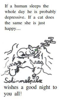 Cartoon: Cat Nap (medium) by Schimmelpelz-pilz tagged cat,nap,sleep,sleeping,kitty,luck,lucky,happy,happiness,depression,depressive