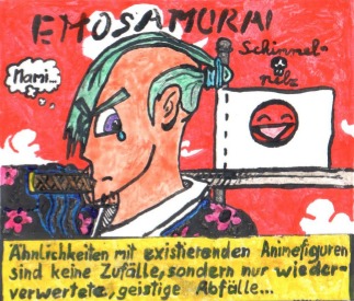 Cartoon: Emosamurai (medium) by Schimmelpelz-pilz tagged emosamurai,manga,anime,samurai,ronin,chonmage,emo,emofrisur,katana