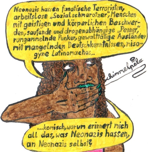 Cartoon: Hübsch mit Hirn (medium) by Schimmelpelz-pilz tagged afd,alternative,für,deutschland,nazi,nazis,neonazi,neonazis,rechts,rechtsradikal,rechte,rechtsradikale,rassisums,ironie,paradox,hass,vorurteil,vorurteile,hetze,faschist,faschisten,hate,right,winged,fascist,racism,irony,paradoxic