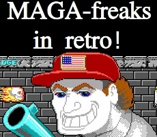 Cartoon: MAGA-freaks in retro! (medium) by Schimmelpelz-pilz tagged meme,neo,nazi,neonazi,donald,trump,crime,criminal,idiot,america,right,winged,fascist,dumb,disrespect,respektlos,respektlosigkeit,trampel