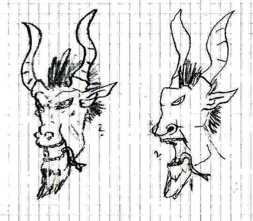 Cartoon: Devil (medium) by Schimmelpelz-pilz tagged devil,beast,goat,buck,satan,creature,abomination,chin,beard,fantasy,hell,hellish,monster,horn,horns,snake,tongue,mohawk,demon,bestie,bock,kreatur,schlangenzunge,ziegenbock,biest,bart,ziegenbart