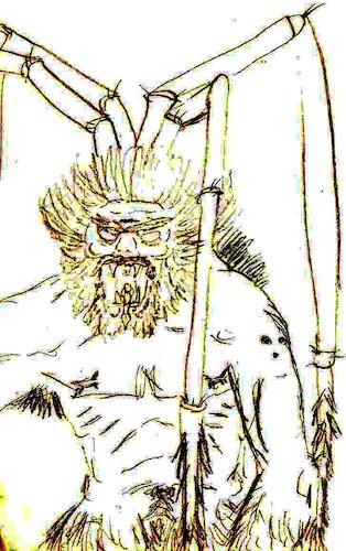 Cartoon: Spinnenmensch - Spider Human (medium) by Schimmelpelz-pilz tagged horror,phantasie,fantasie,kreatur,spinne,mensch,wild,monster,haarig,vollbart,hybrid,spinnenmensch,spider,human,humanoid,creature,full,beard,fangs,fantasy