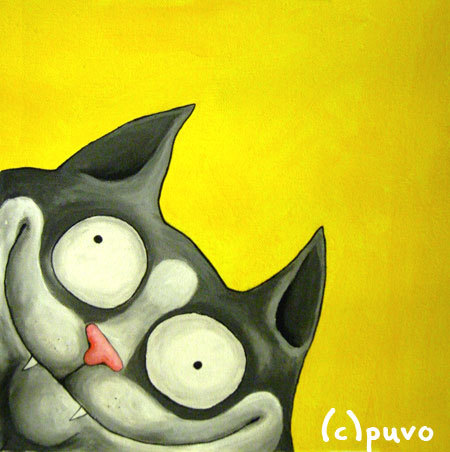 Cartoon: Alberne Katze 3 (medium) by puvo tagged katze,cat,daffy,albern,grinsen,face,grimasse