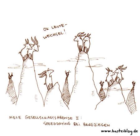 Cartoon: Miese Gesellschaftsabende II (medium) by puvo tagged bergziege,gebirge,speed,dating,gesellschaft,abend,mountain,goat,evening