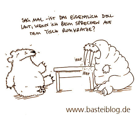 Cartoon: Stoßzähne. (medium) by puvo tagged walross,walrus,bär,bear,eisbär,polar,zahn,tooth,stoßzahn,tisch,table,fang