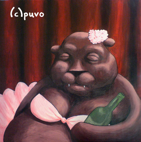 Cartoon: Tanzbär (medium) by puvo tagged bär,bear,tanz,dance,alkohol,alcohol,theater,theatre