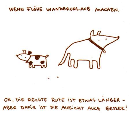 Cartoon: Wenn Flöhe Wanderurlaub machen. (medium) by puvo tagged floh,wandern,hund,urlaub,dog,vacation,hiking,flea
